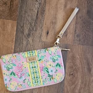 Floral Passport Wristlet with Pink and Green Accents